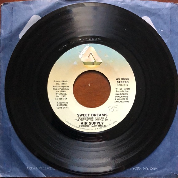 Air Supply Sweet Dream/Don't Turn Me Away Vinyl 45 Record '81 - Picture 3 of 5